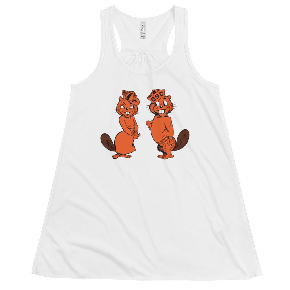 Vintage Oregon State Women's Flowy Tank Top - 1950s Beaver Co-Eds Art W Tank Top - rivalryweek