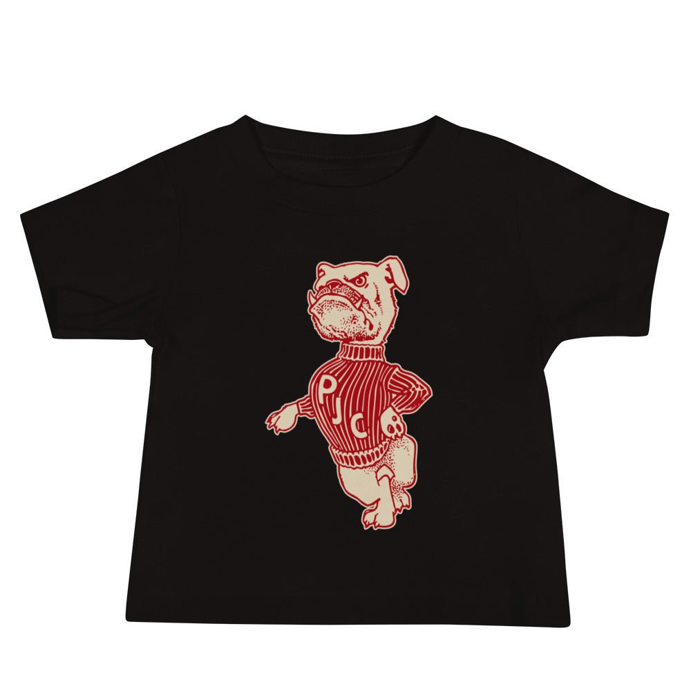 Vintage Pasadena City College (fka PJC) Baby T Shirt - 1940s Varsity Bulldog Art Baby Staple Tee - rivalryweek