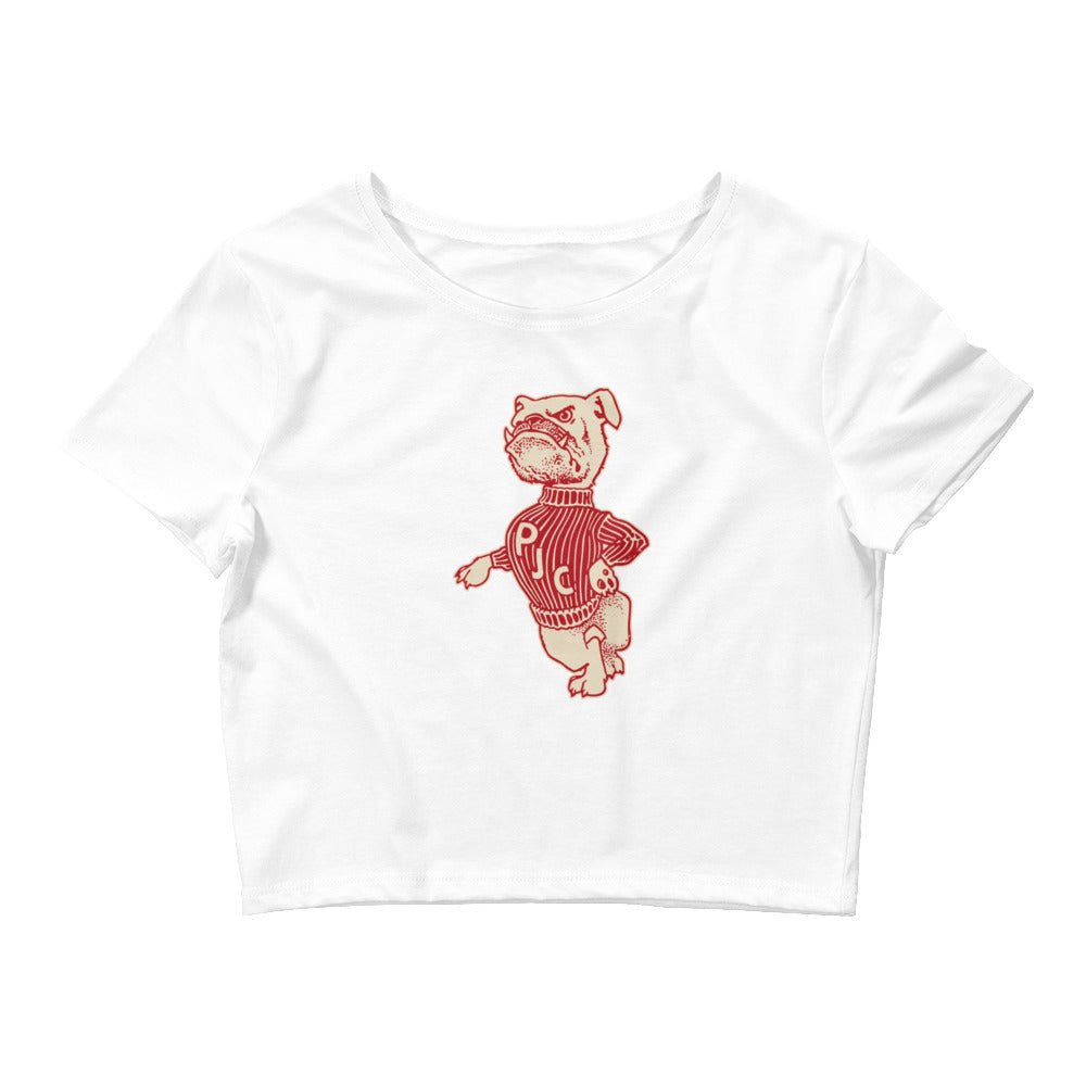 Vintage Pasadena City College (fka PJC) Crop Top - 1940s Varsity Bulldog Art Crop Top - rivalryweek