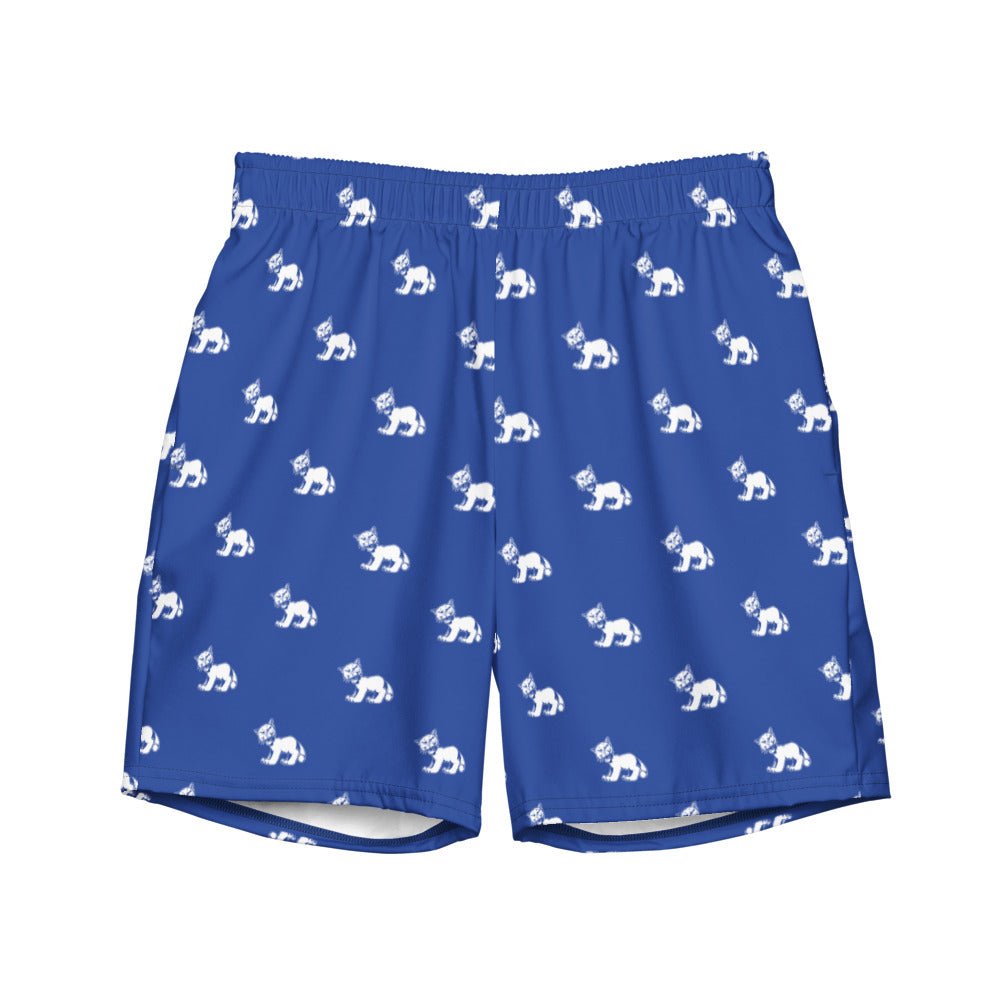 Vintage Penn State Mascot Swim Trunks - 1950s All Fours Nittany Lion Blue Pattern Swim Trunks - Rivalry Week