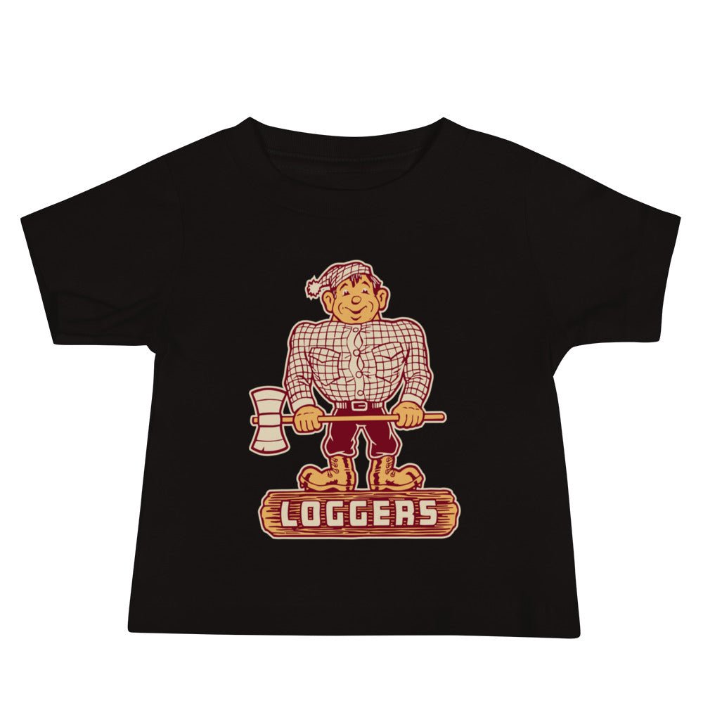 Vintage Puget Sound Baby T Shirt - 1950s Happy Logger Art Baby Staple Tee - rivalryweek