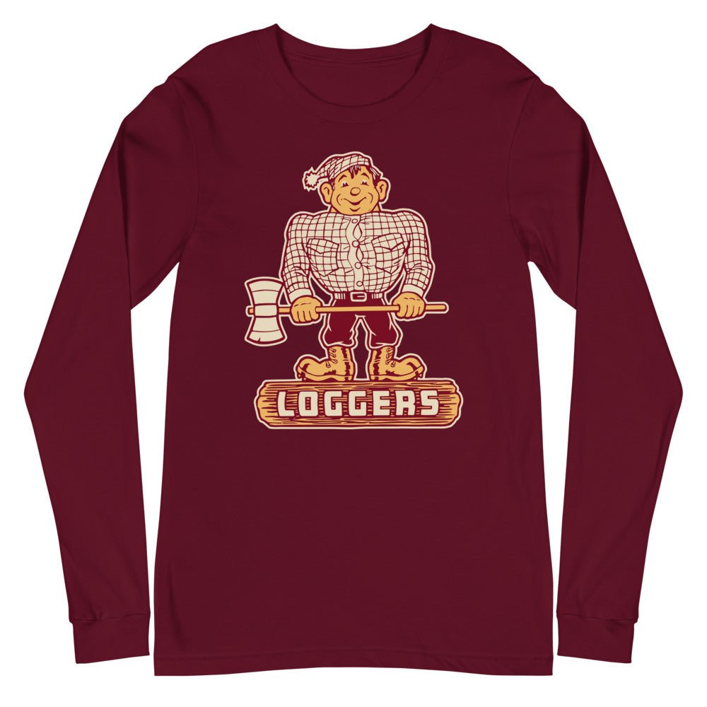 Vintage Puget Sound Long Sleeve Shirt - 1950s Happy Logger Art Long Sleeve Shirt - rivalryweek