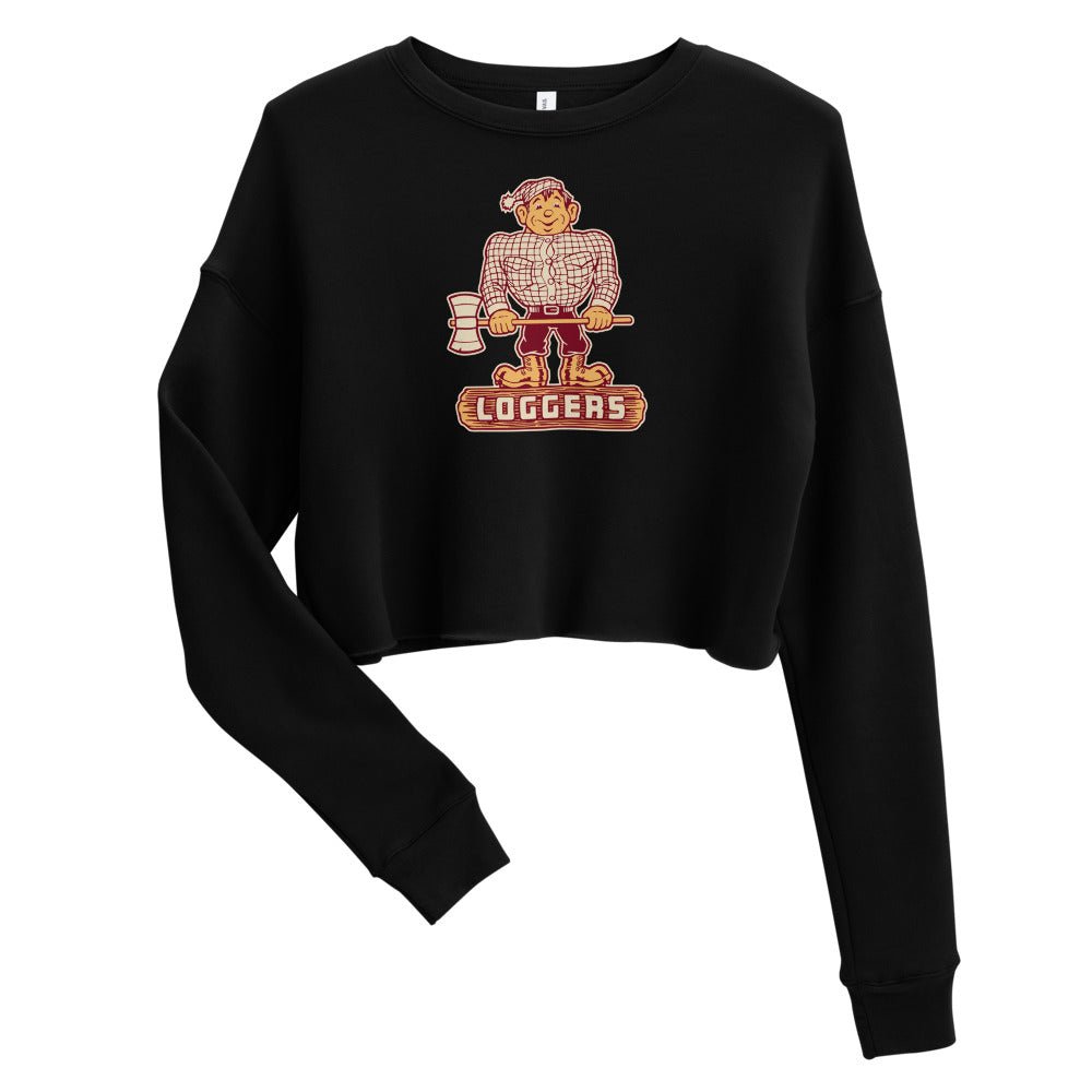 Vintage Puget Sound Women's Cropped Sweatshirt - 1950s Happy Logger Art Cropped Sweatshirt - rivalryweek