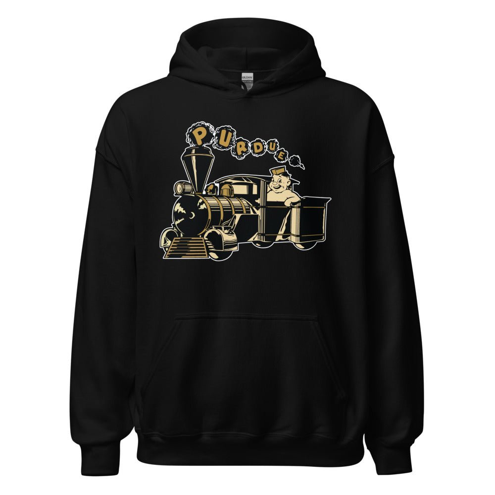 Vintage Purdue Hoodie - 1940s Conductor Pete Art Hoodie - Rivalry Week