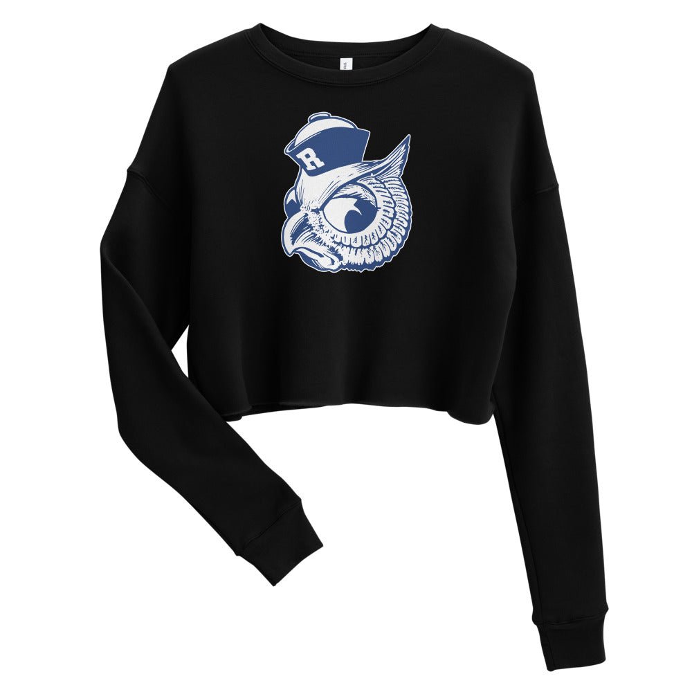 Vintage Rice Owls Women's Cropped Sweatshirt - 1950 Sailor Owl Art Cropped Sweatshirt - rivalryweek