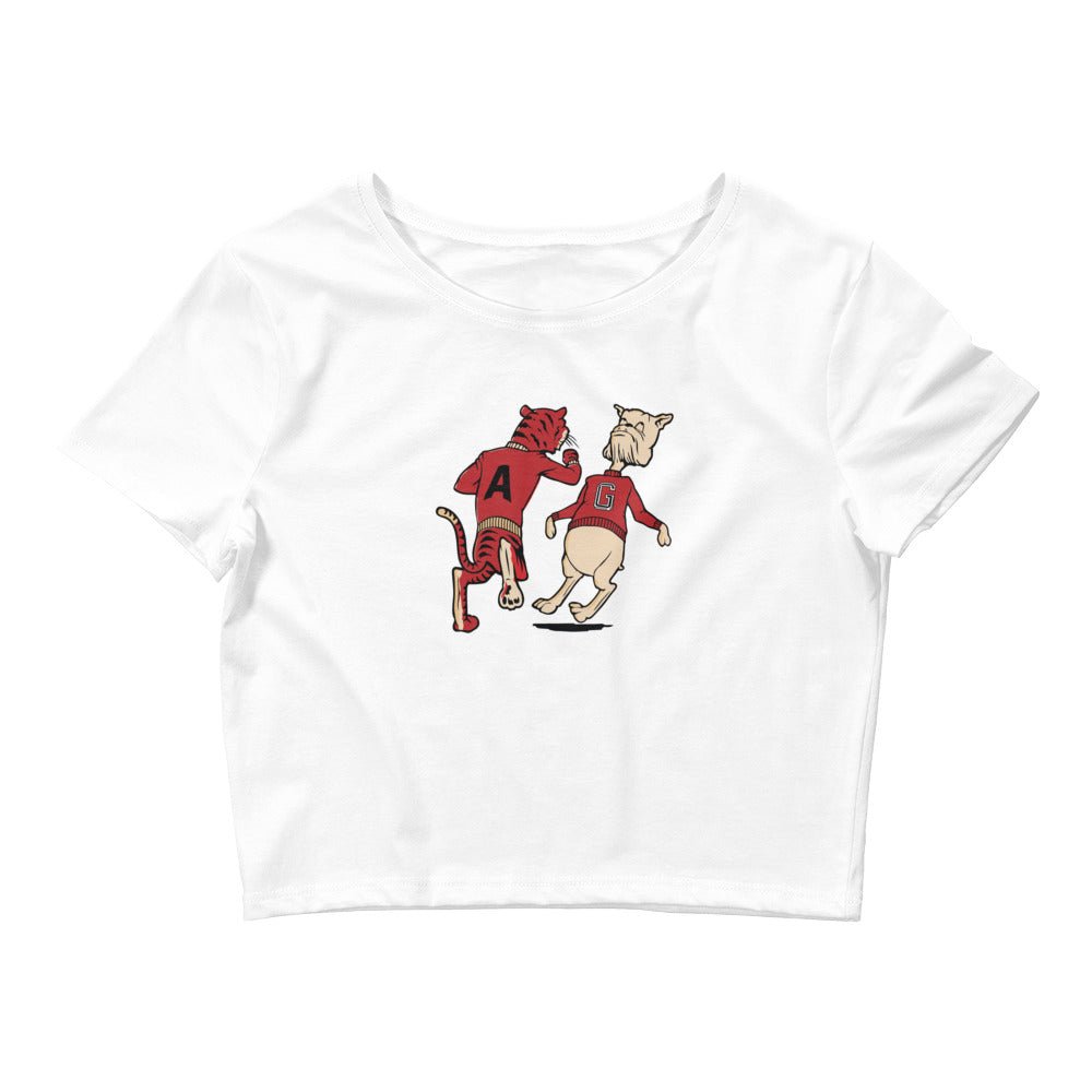 Vintage Right in The Kisser Crop Top - 1950's Georgia vs. Auburn Rivalry Art - rivalryweek