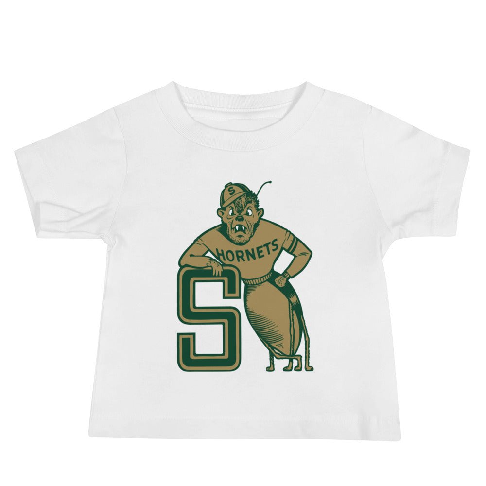 Vintage Sact State Baby T Shirt - 1950s Leaning Hornet Art Baby Staple Tee - Rivalry Week