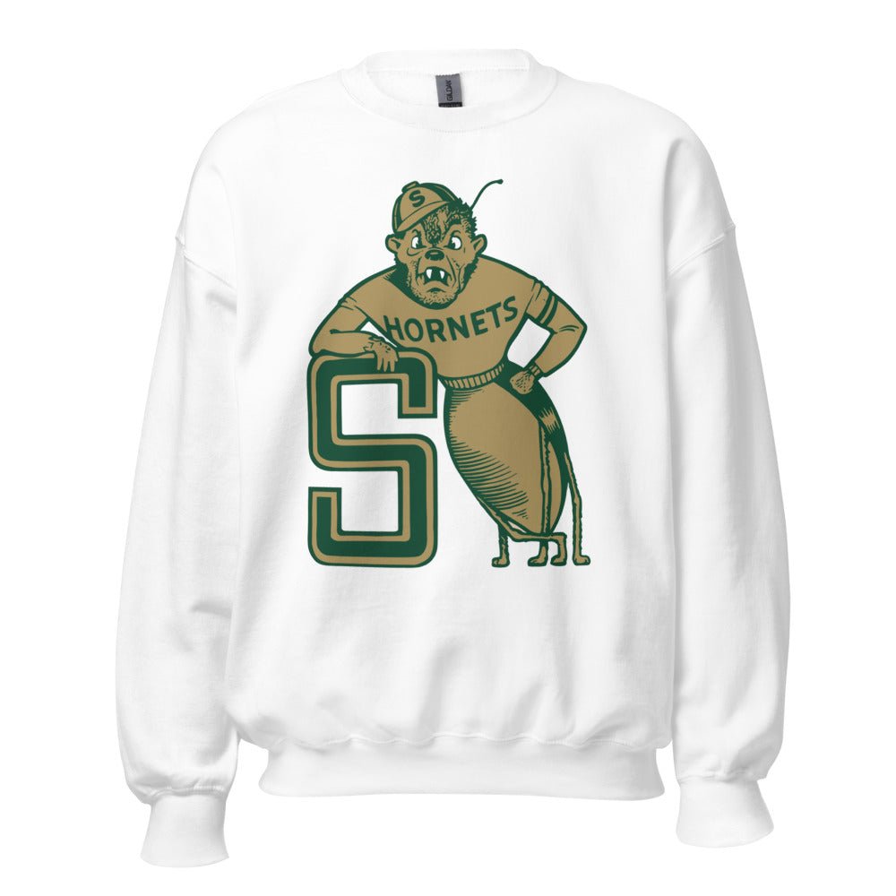 Vintage Sact State Crew Neck Sweatshirt - 1950s Leaning Hornet Art Sweatshirt - Rivalry Week