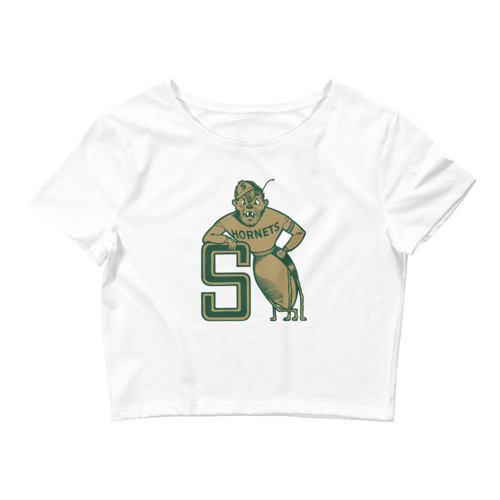 Vintage Sact State Crop Top - 1950s Leaning Hornet Art Crop Top - Rivalry Week