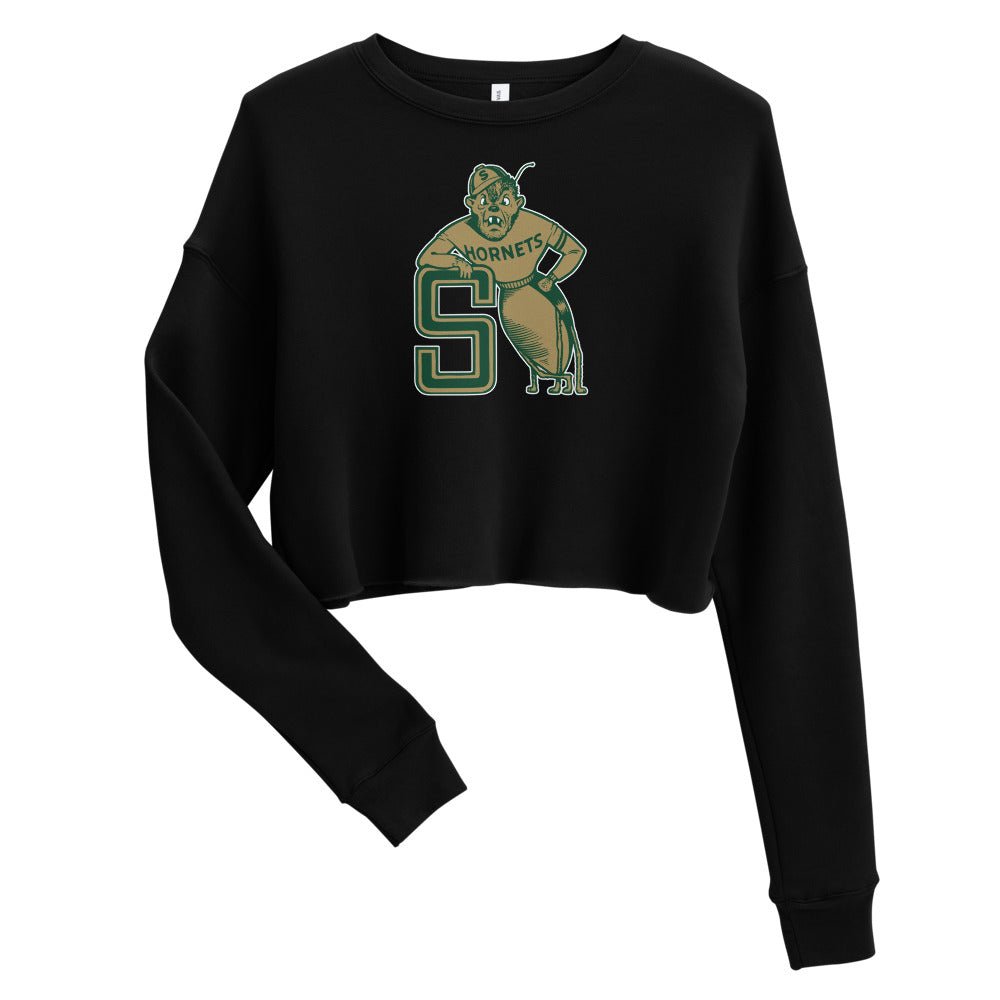 Vintage Sact State Women's Cropped Sweatshirt - 1950s Leaning Hornet Art Cropped Sweatshirt - Rivalry Week