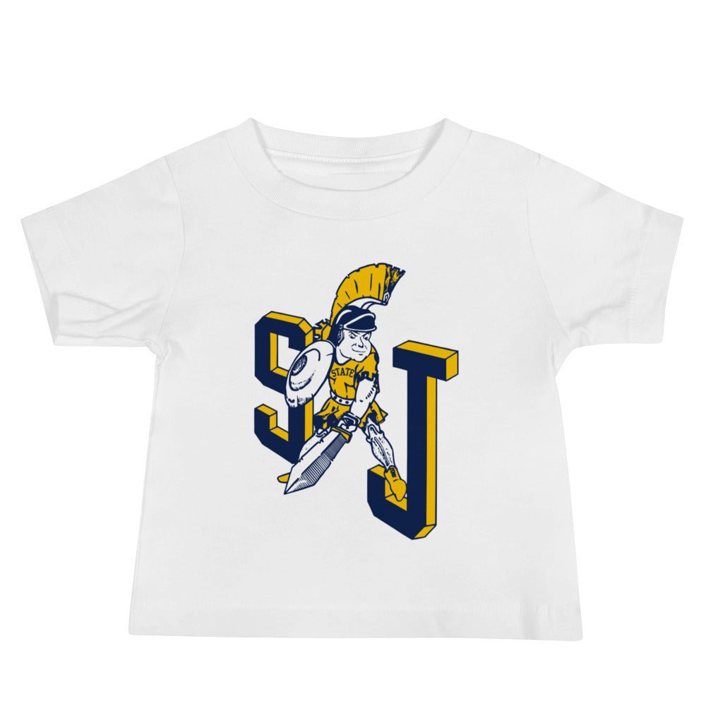 Vintage San Jose State Baby T Shirt - 1940s SJ Spartan Art Baby Staple Tee - rivalryweek