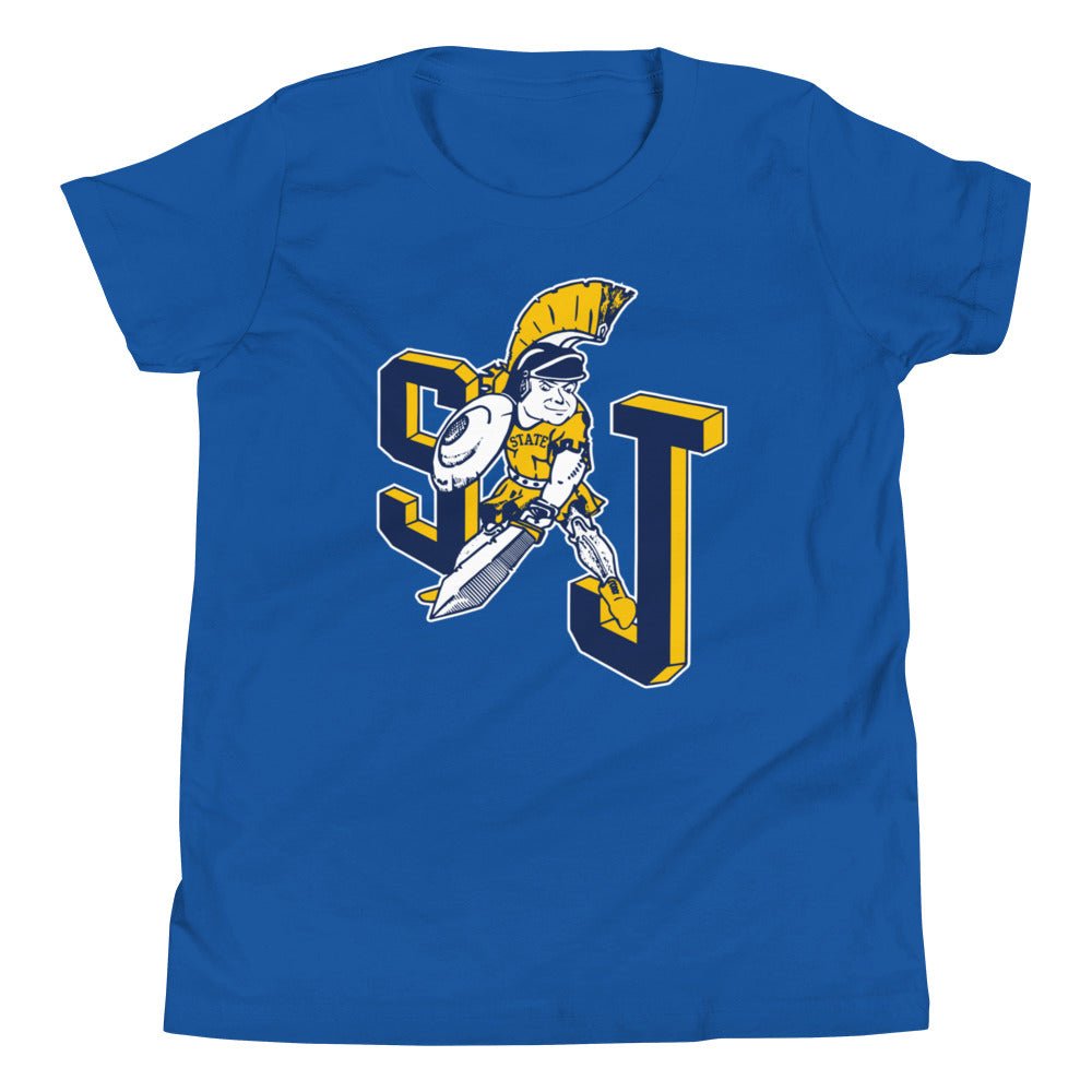 Vintage San Jose State Kids Youth Shirt - 1940s SJ Spartan Art Youth Staple Tee - rivalryweek