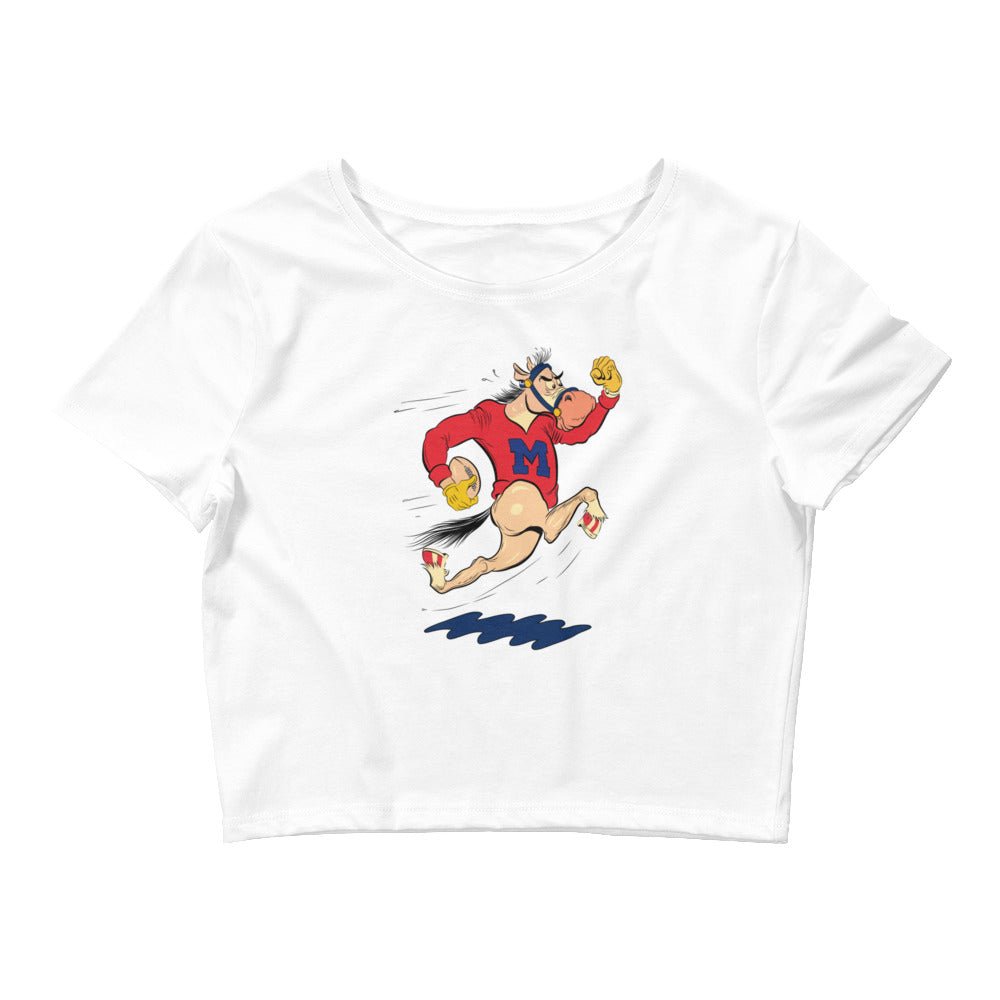 Vintage SMU Crop Top - 1966 SMU Mustang Football Art Crop Top - rivalryweek