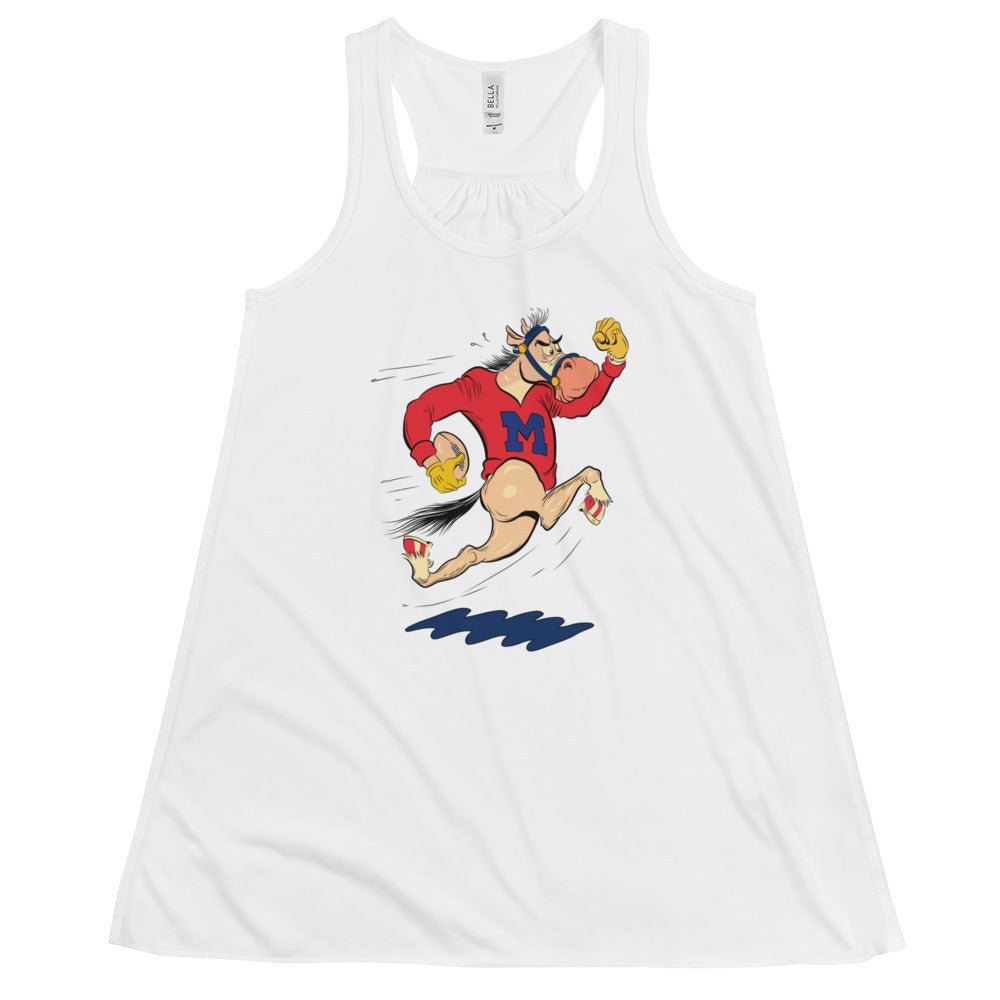 Vintage SMU Women's Flowy Tank Top - 1966 SMU Mustang Football Art W Tank Top - rivalryweek