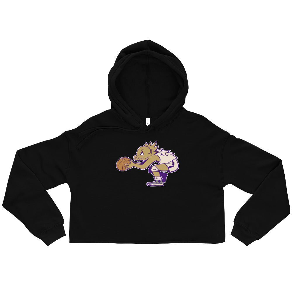 Vintage TCU Basketball Women's Cropped Hoodie - 1950s Ball Frog Art Cropped Hoodie - Rivalry Week