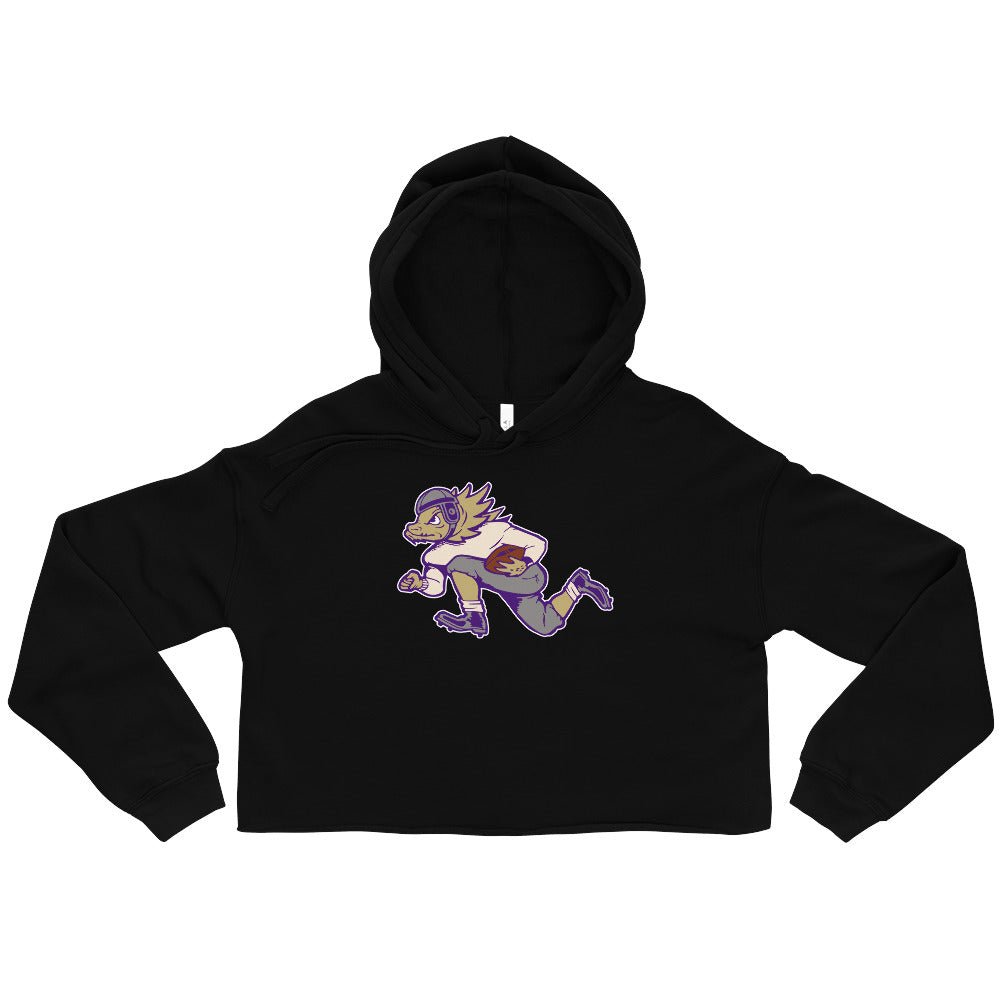 Vintage TCU Football Women's Cropped Hoodie - 1950s Horned Frog Football Art Cropped Hoodie - Rivalry Week