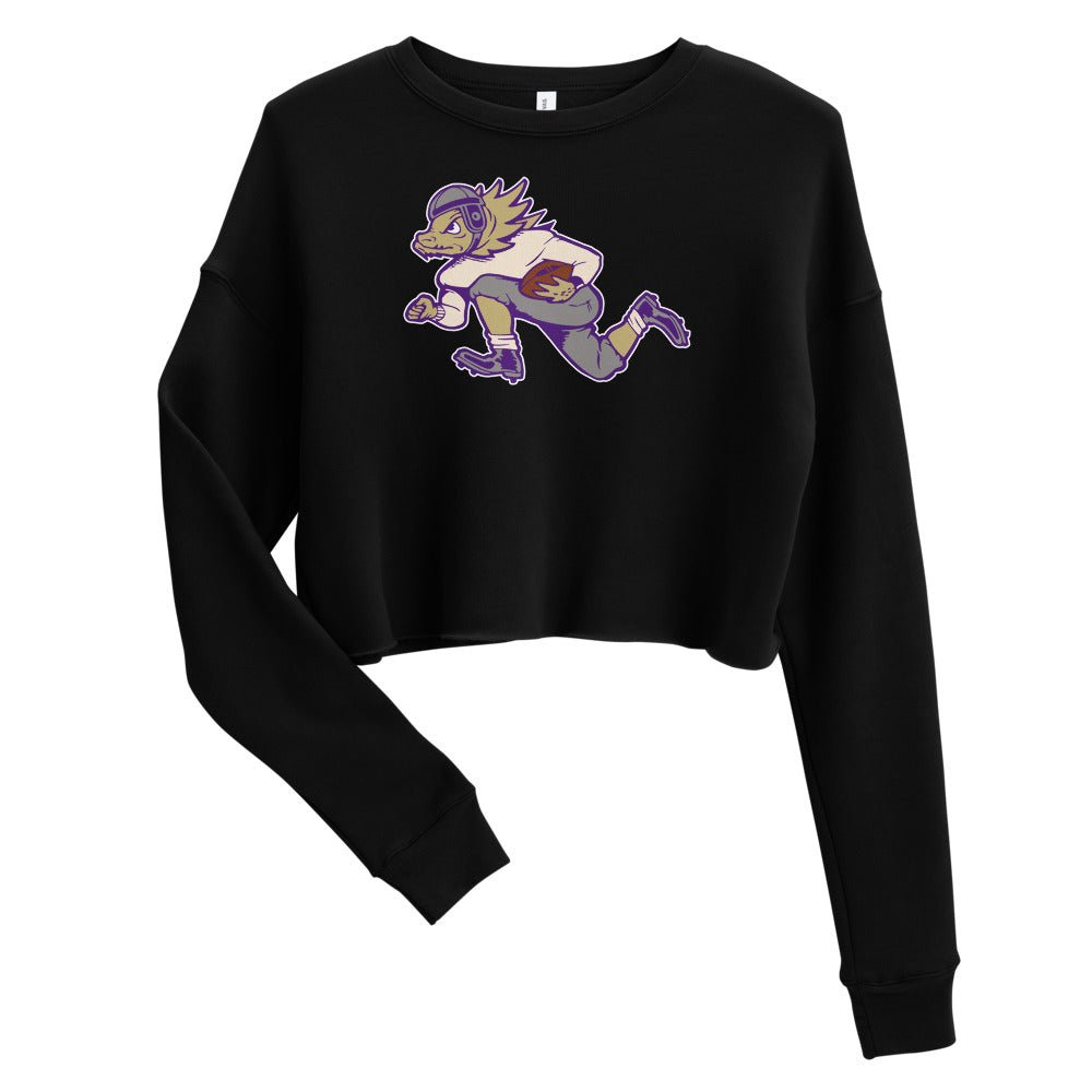 Vintage TCU Football Women's Cropped Sweatshirt - 1950s Horned Frog Football Art Cropped Sweatshirt - Rivalry Week