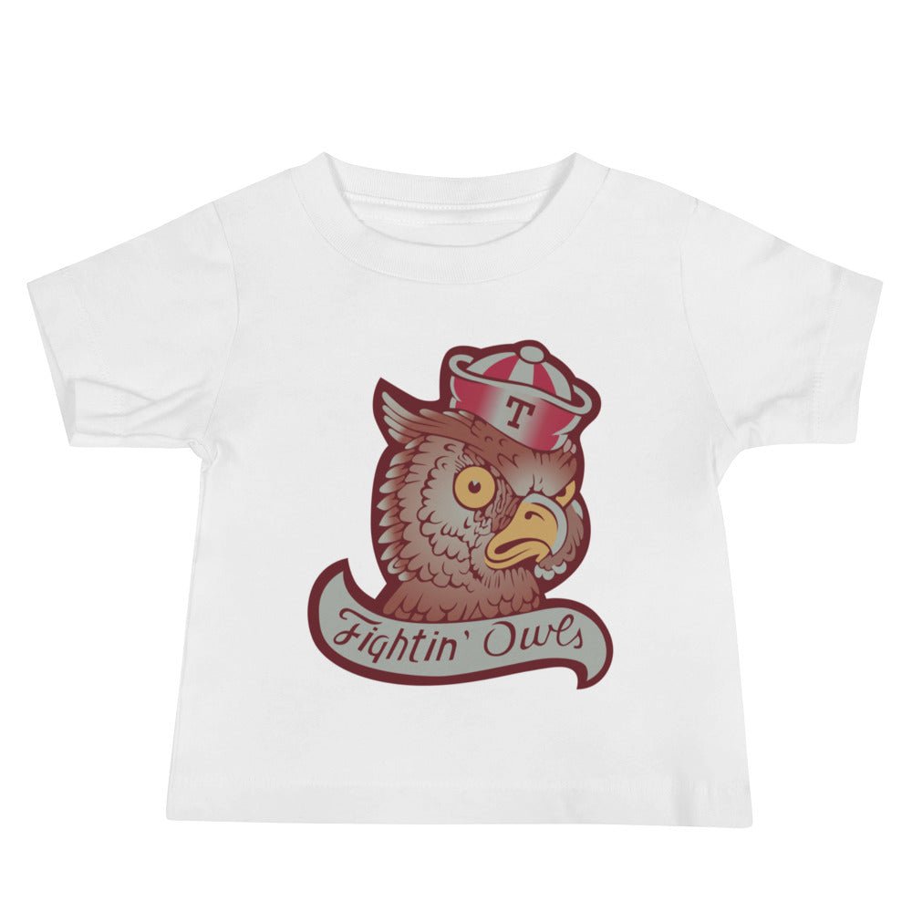 Vintage Temple Baby T Shirt - 1950s Vintage Temple Sailor Owl Art Baby Staple Tee - rivalryweek