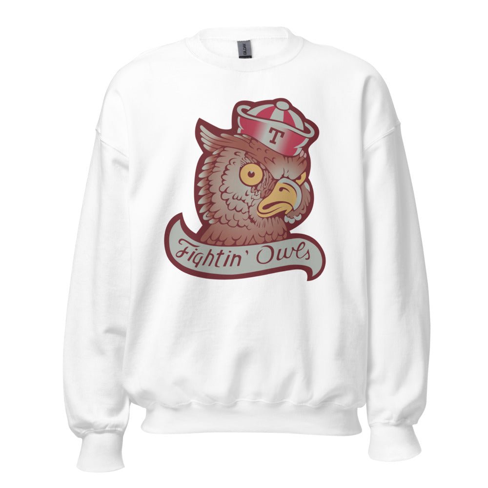 Vintage Temple Crew Neck Sweatshirt - 1950s Vintage Temple Sailor Owl Art Sweatshirt - rivalryweek