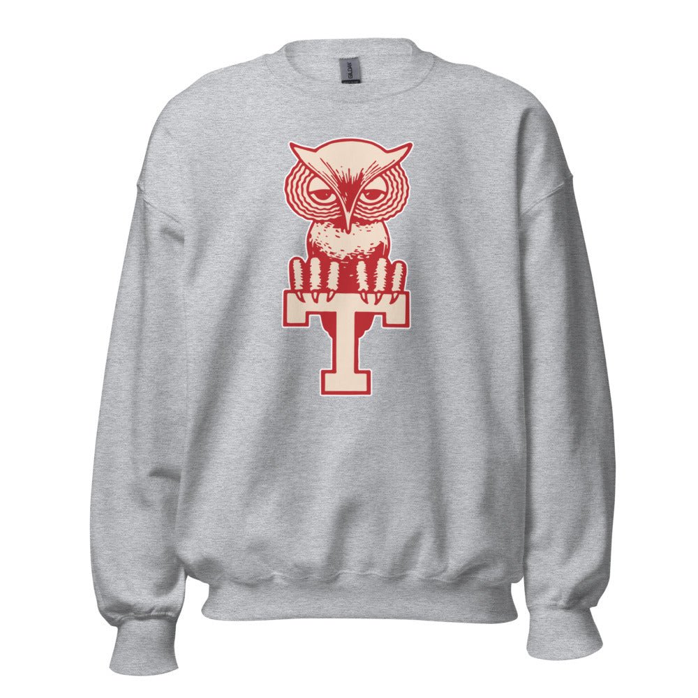 Vintage Temple Crew Neck Sweatshirt - 1966 Vintage Temple Owl T Art Sweatshirt - rivalryweek