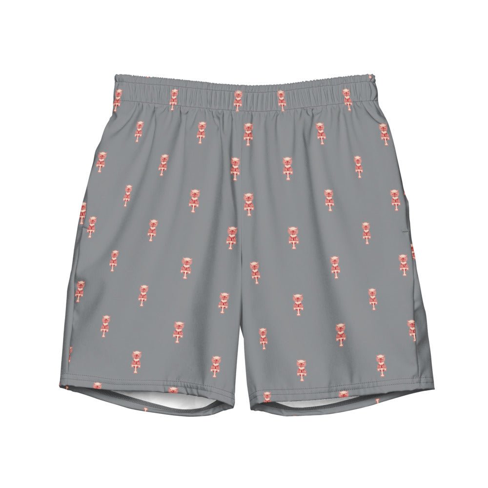 Vintage Temple Swim Trunks - 1966 Vintage Owl T Grey Pattern Swim Trunks - Rivalry Week