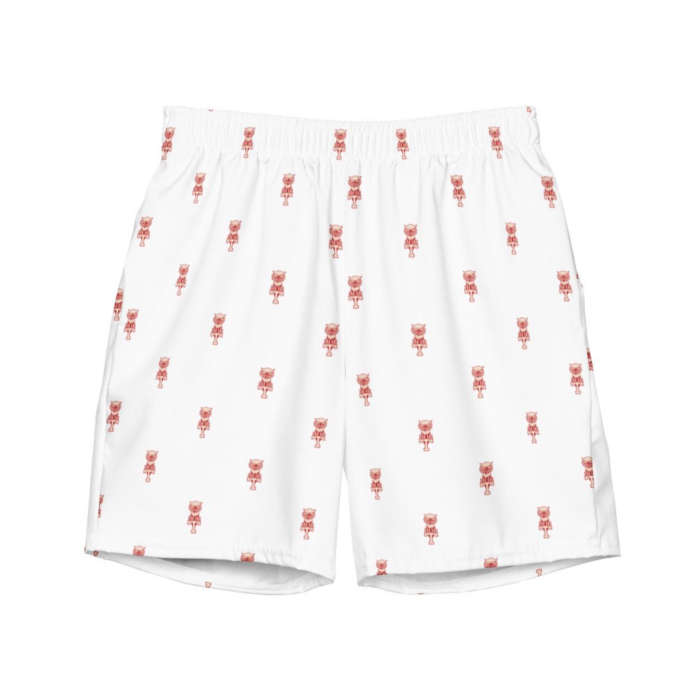 Vintage Temple Swim Trunks - 1966 Vintage Owl T White Pattern Swim Trunks - Rivalry Week