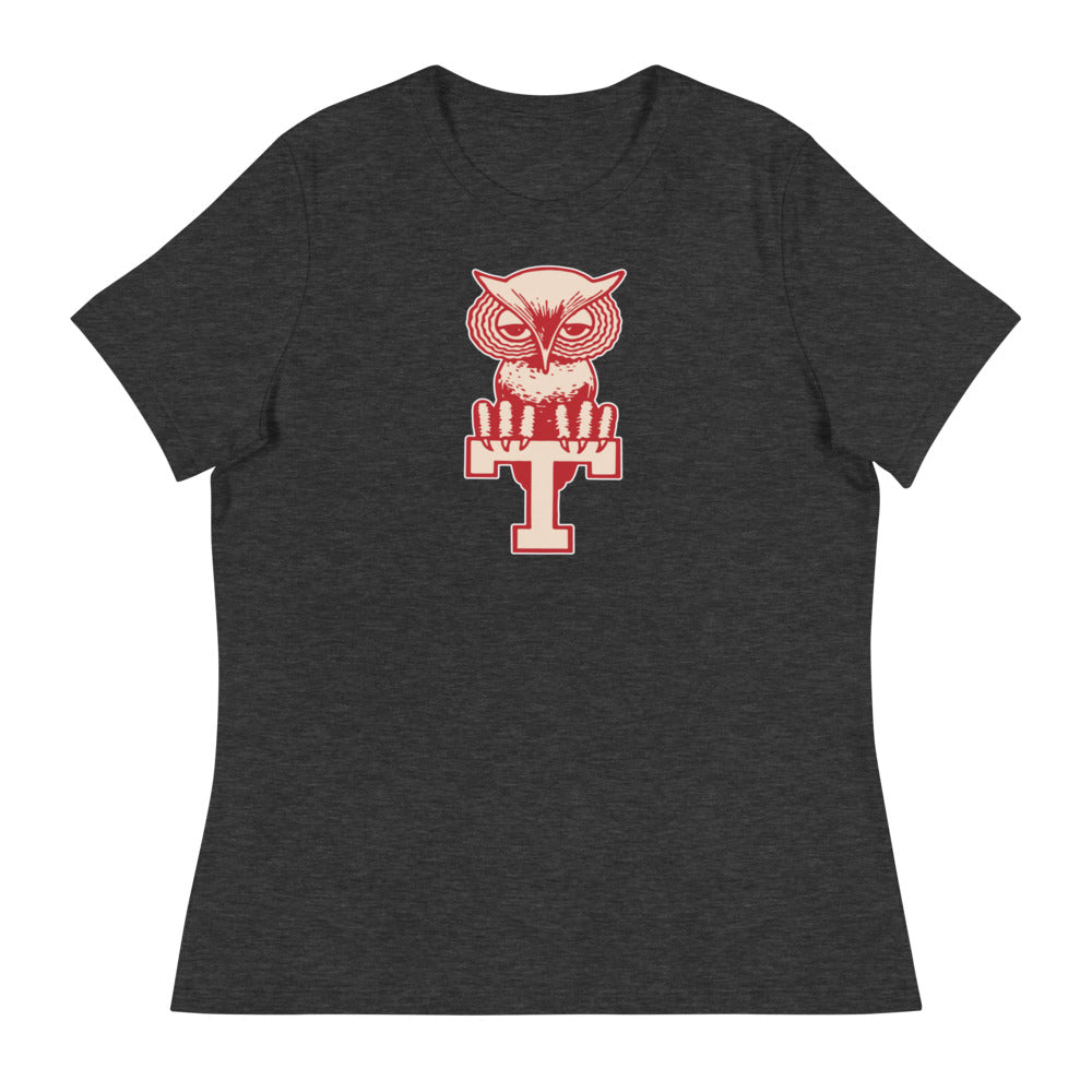 Vintage Temple Women's Relaxed Shirt - 1966 Vintage Temple Owl T Art W Relaxed T Shirt - rivalryweek