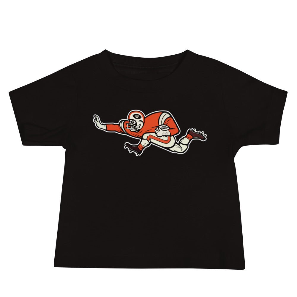 Vintage Tennessee Vols Football Baby T Shirt - 1950s Vols Stiff Arm Art Baby Staple Tee - rivalryweek