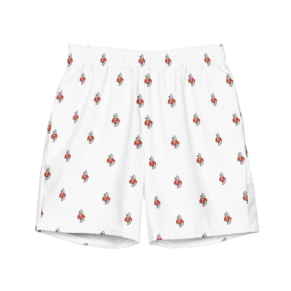 Vintage Tennessee Vols Swim Trunks - 1950s Struttin' Smokey Mascot White Pattern Swim Trunks - Rivalry Week