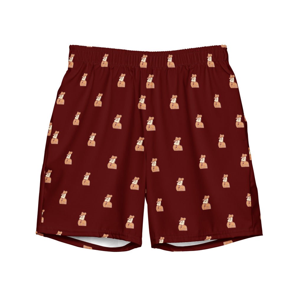 Vintage Texas A&M Mascot Swim Trunks - 1950s Large Sarge Maroon Pattern Swim Trunks - Rivalry Week