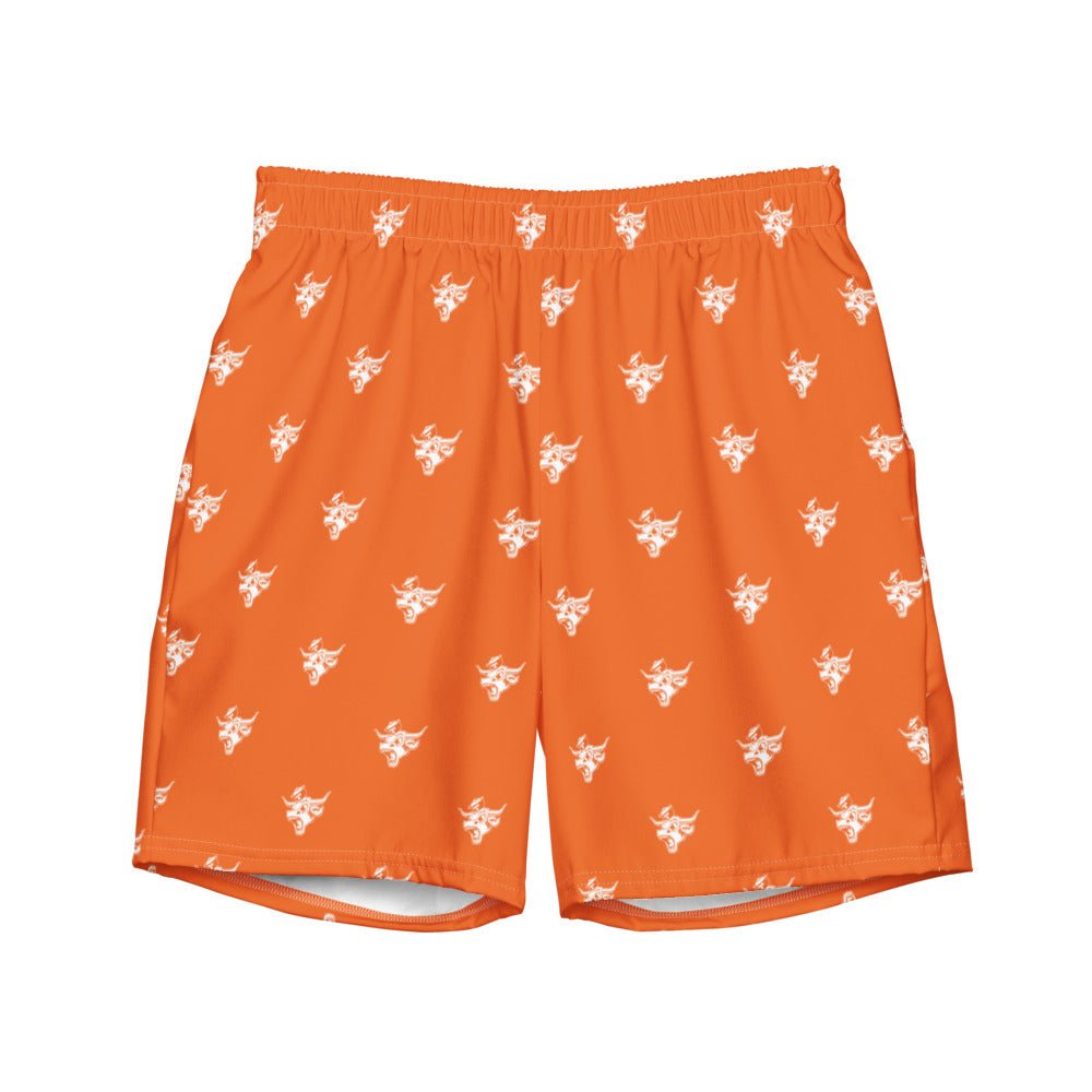 Vintage Texas Longhorns Swim Trunks - 1940s Sailor Mascot Burnt Orange Pattern Swim Trunks - Rivalry Week