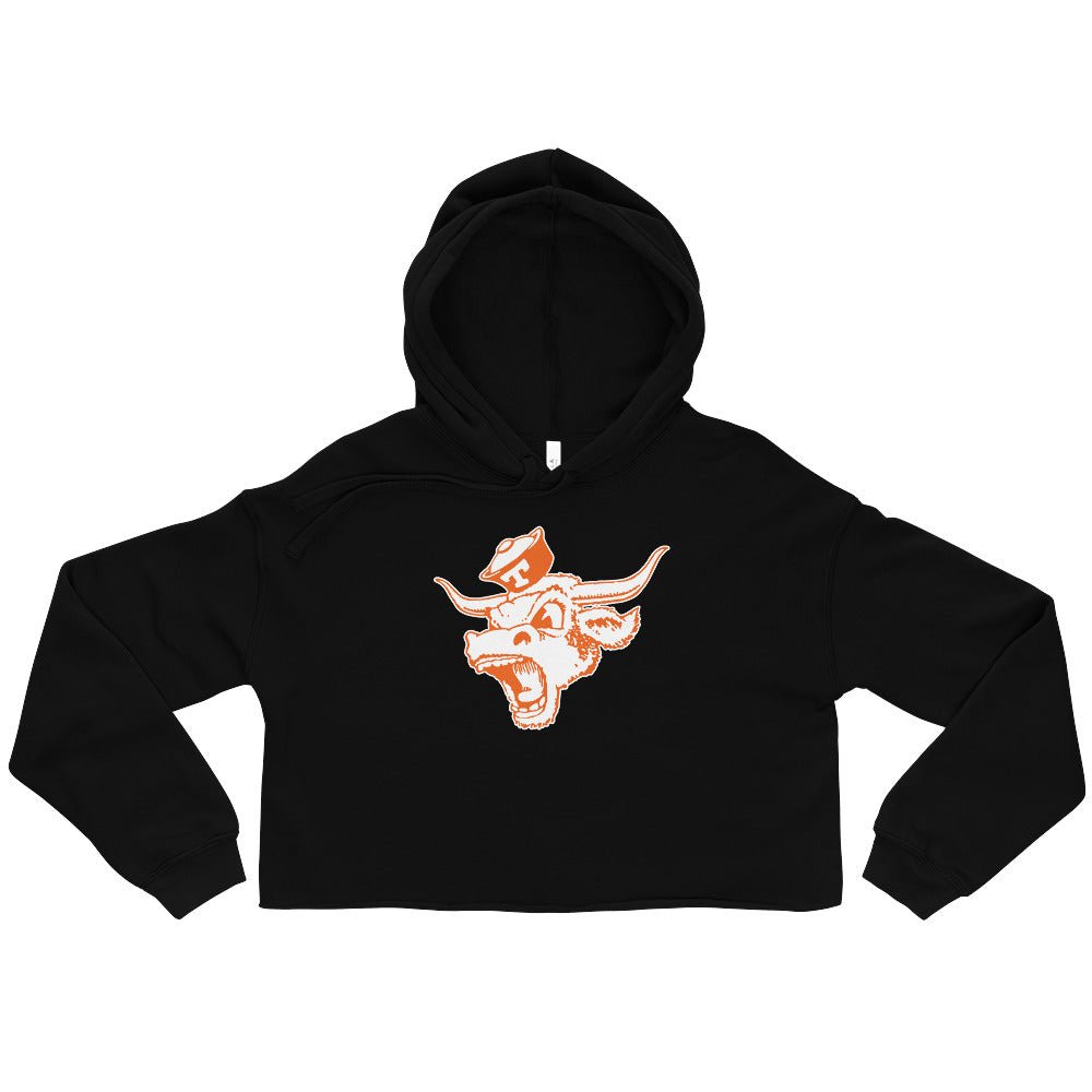 Vintage Texas Longhorns Women's Cropped Hoodie - 1940s Sailor Longhorn Art Cropped Hoodie - rivalryweek