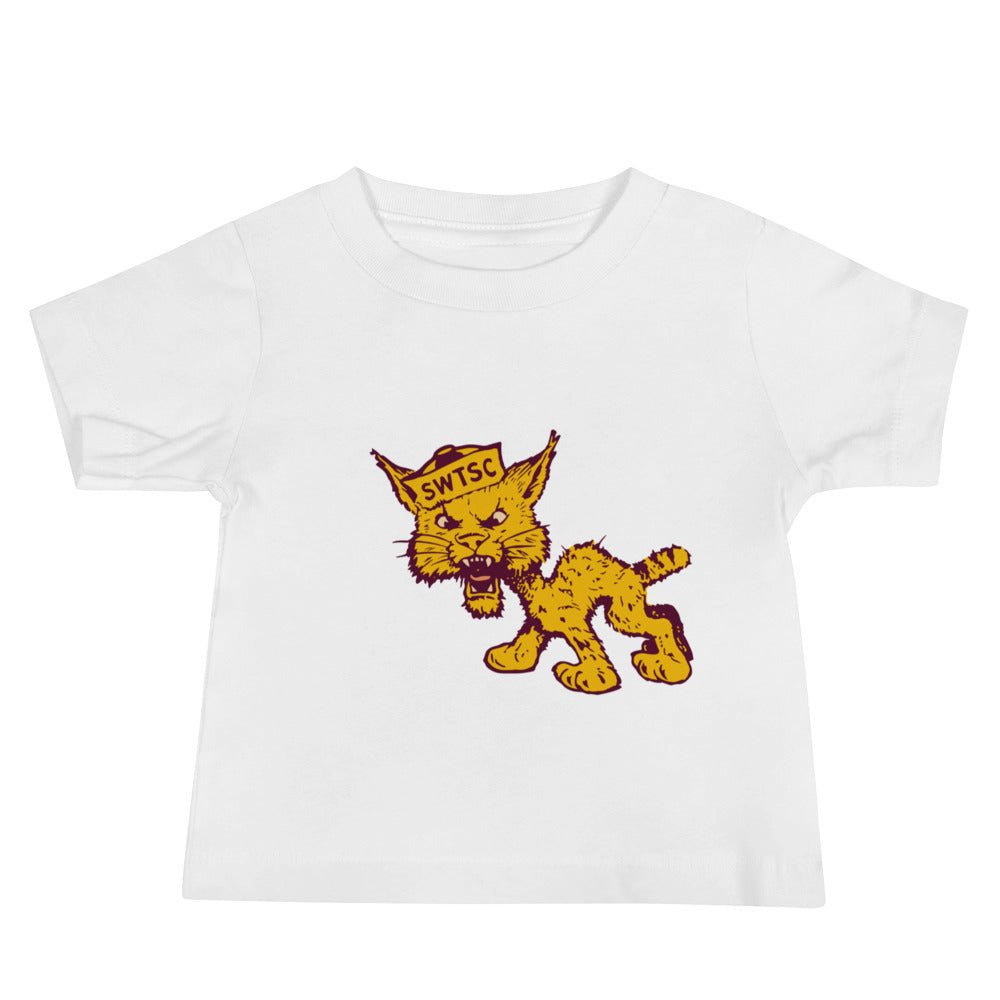 Vintage Texas State Baby T Shirt - 1950s SWTSC Bobcat Art Baby Staple Tee - Rivalry Week