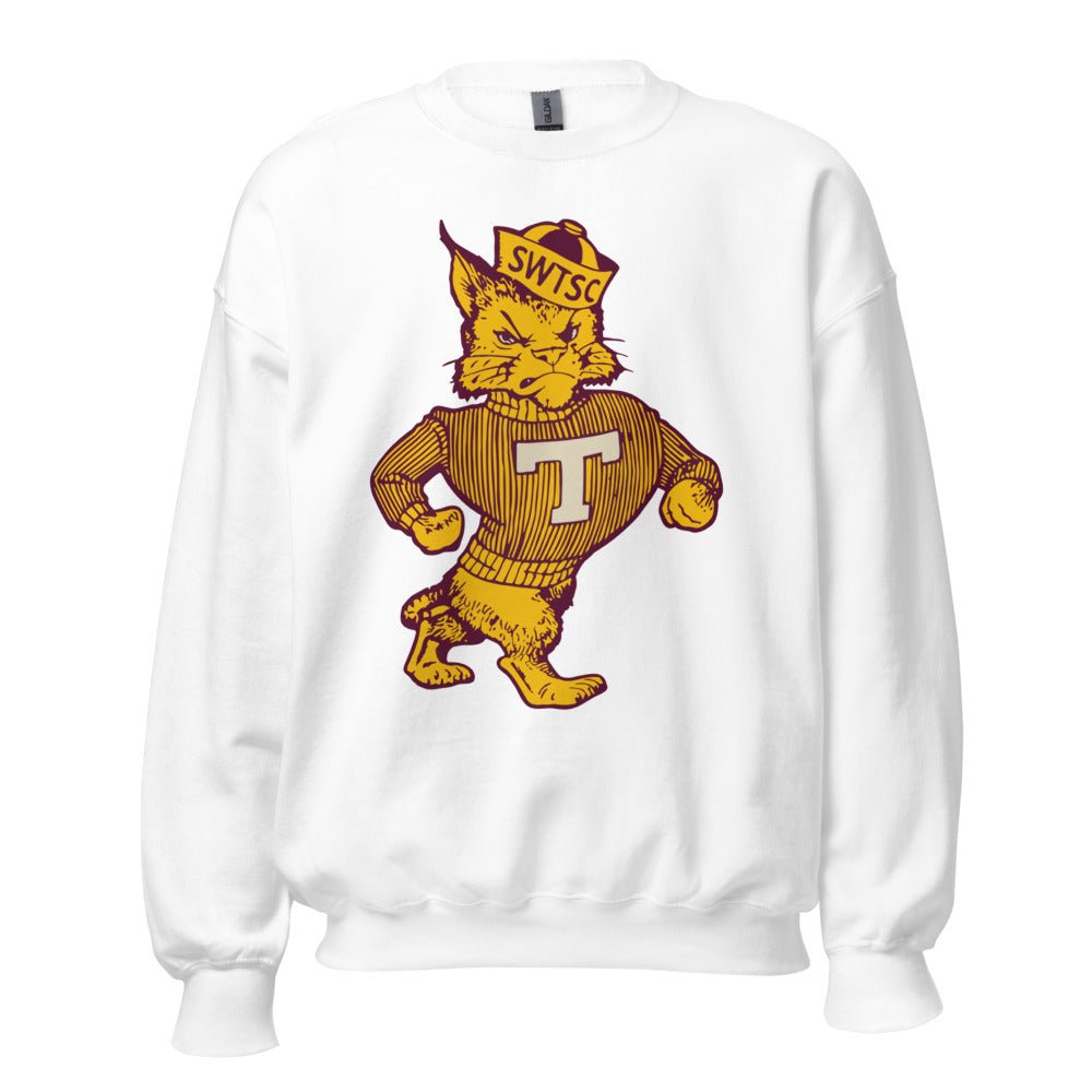 Vintage Texas State Crew Neck Sweatshirt - 1950s Struttin' Bobcat Art Sweatshirt - Rivalry Week