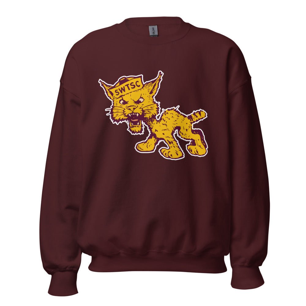 Vintage Texas State Crew Neck Sweatshirt - 1950s SWTSC Bobcat Art Sweatshirt - Rivalry Week