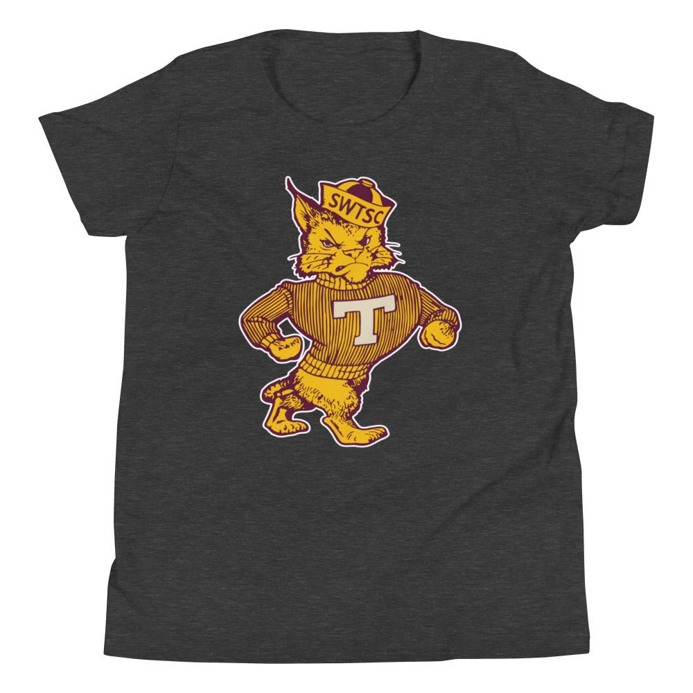 Vintage Texas State Kids Youth Shirt - 1950s Struttin' Bobcat Art Youth Staple Tee - Rivalry Week