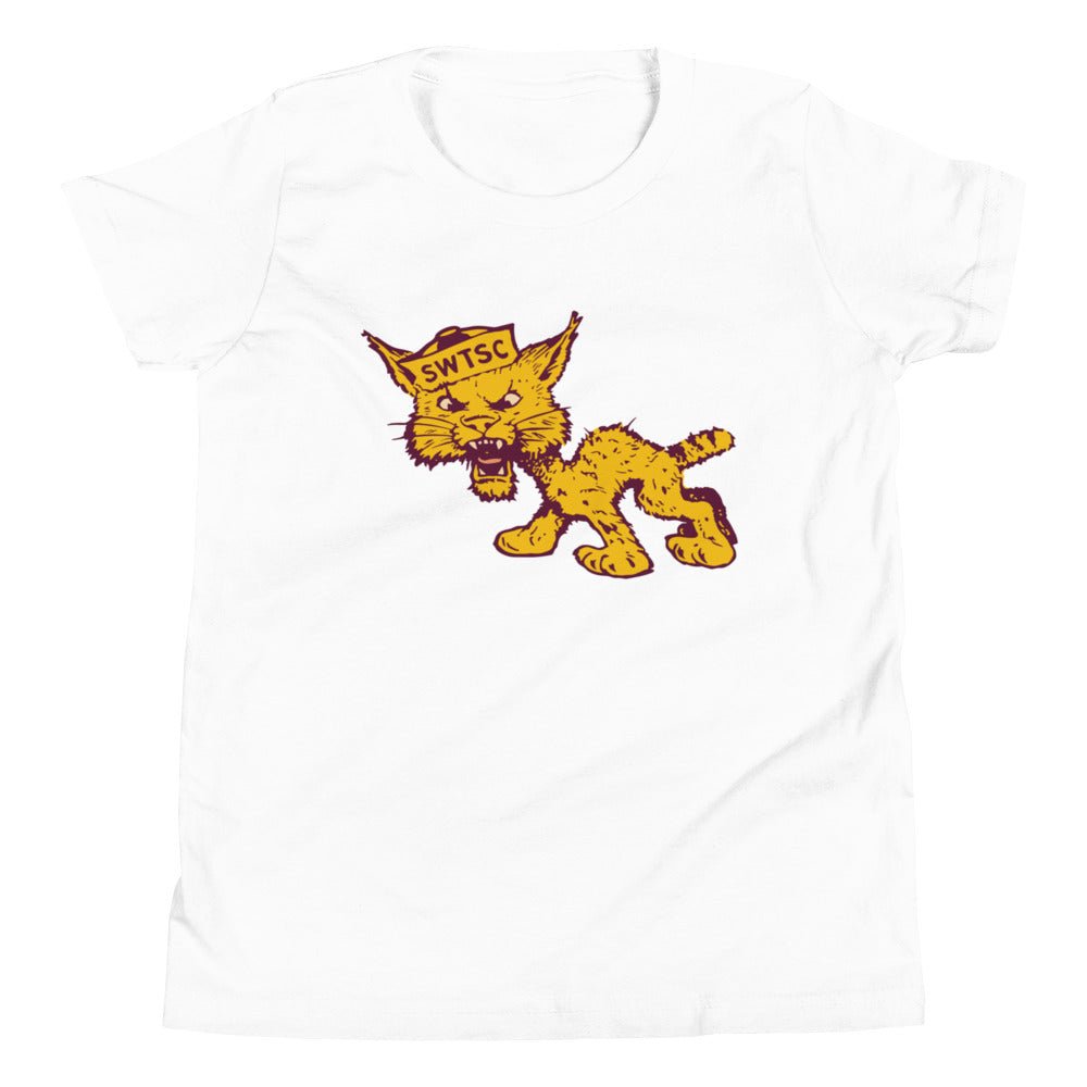 Vintage Texas State Kids Youth Shirt - 1950s SWTSC Bobcat Art Youth Staple Tee - Rivalry Week