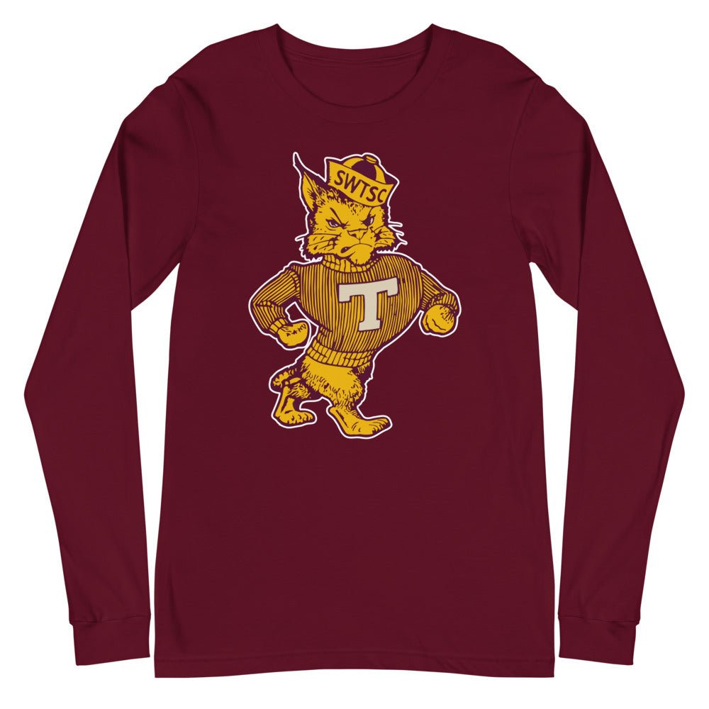 Vintage Texas State Long Sleeve Shirt - 1950s Struttin' Bobcat Art Long Sleeve Shirt - Rivalry Week