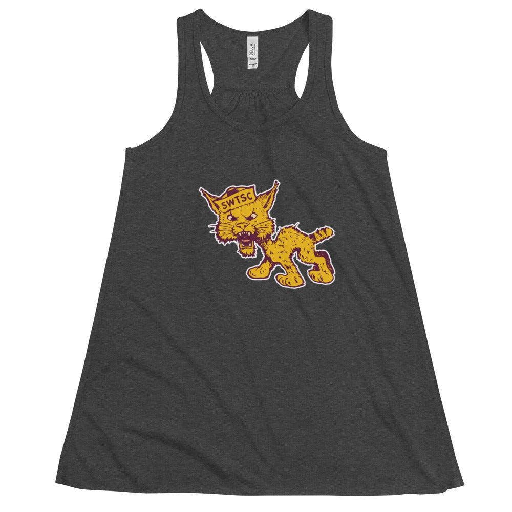 Vintage Texas State Women's Flowy Tank Top - 1950s SWTSC Bobcat Art W Tank Top - Rivalry Week