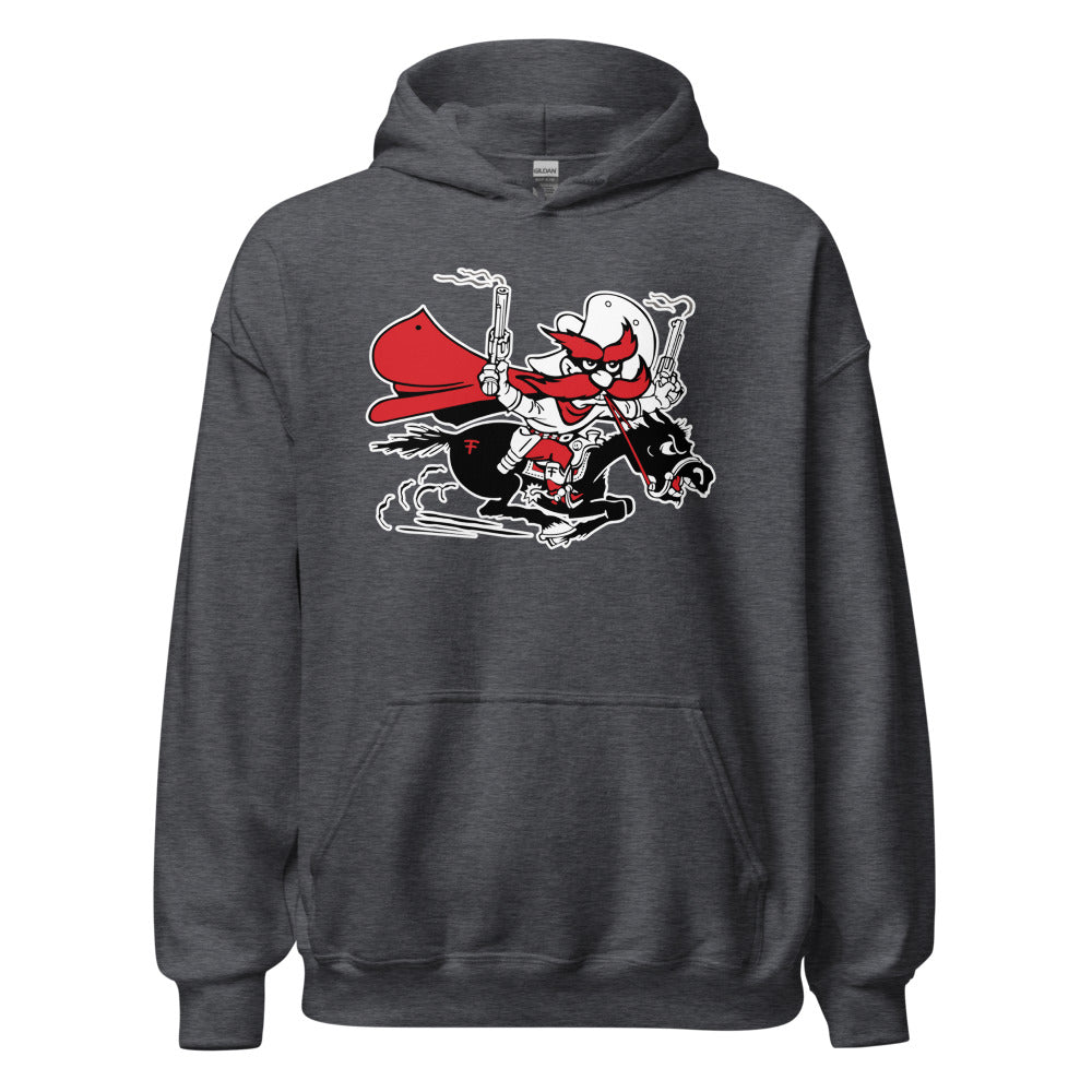 Vintage Texas Tech Hoodie - Mid Century Vintage Raider Red Guns Blazin' Art Hoodie - rivalryweek