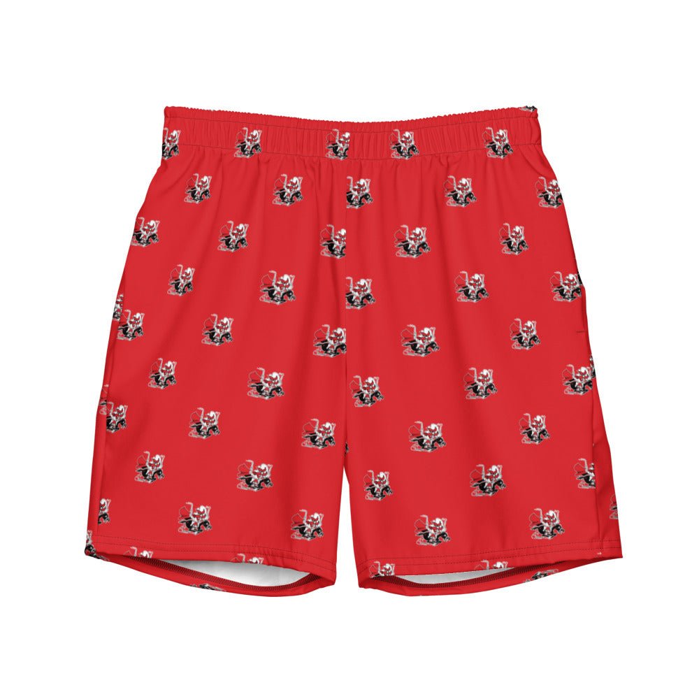 Vintage Texas Tech Swim Trunks - Mid Century Vintage Raider Red Guns Blazin' Red Pattern Swim Trunks - Rivalry Week