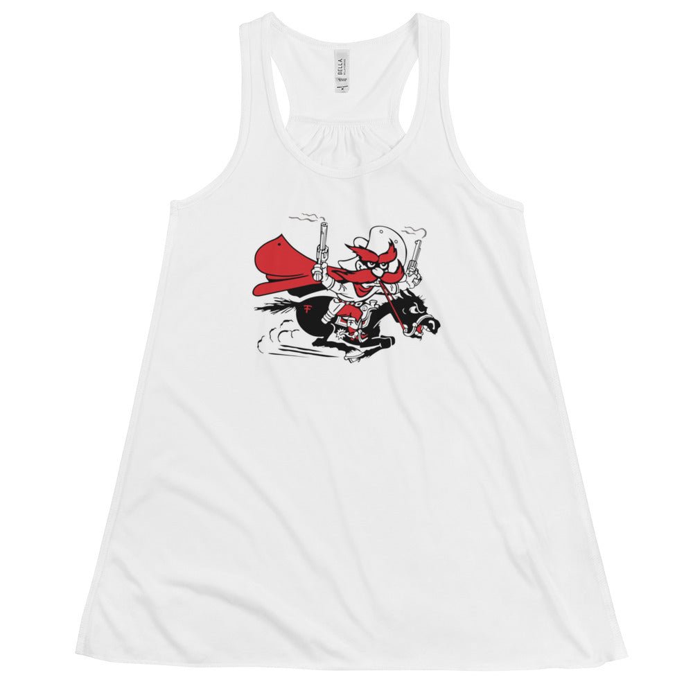 Vintage Texas Tech Women's Flowy Tank Top - Mid Century Vintage Raider Red Guns Blazin' Art W Tank Top - rivalryweek