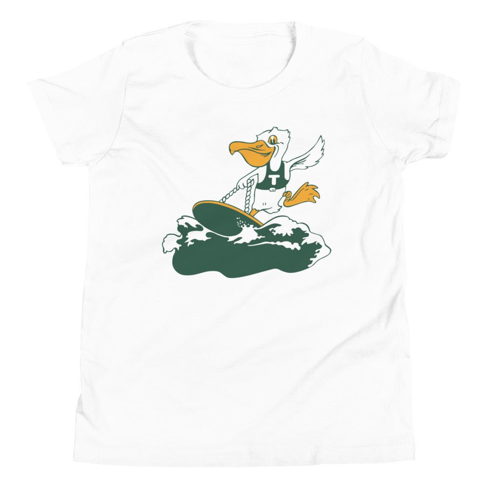 Vintage Tulane Kids Youth Shirt - 1920s Pelican riding the Wave Art Youth Staple Tee - rivalryweek