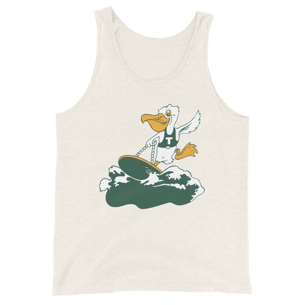 Vintage Tulane Men's Tank Top - 1920s Pelican riding the Wave Art Mens Tank Top - rivalryweek