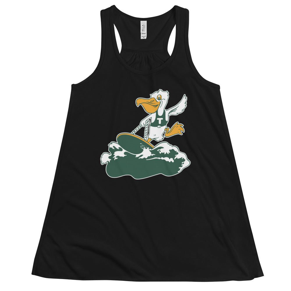 Vintage Tulane Women's Flowy Tank Top - 1920s Pelican riding the Wave Art W Tank Top - rivalryweek