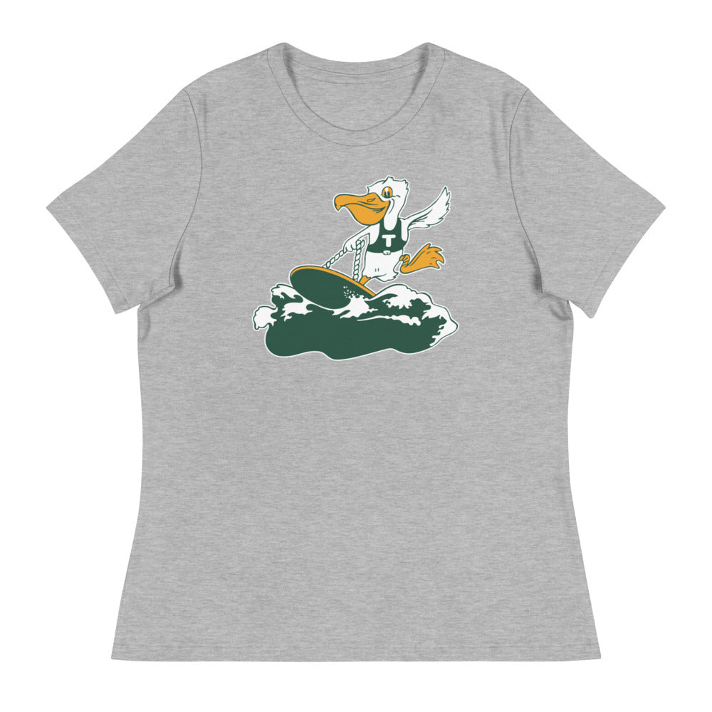 Vintage Tulane Women's Relaxed Shirt - 1920s Pelican riding the Wave Art W Relaxed T Shirt - rivalryweek