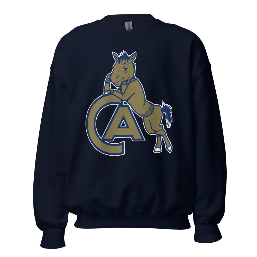 Vintage UC Davis Crew Neck Sweatshirt - 1950s Leaning Aggie Mascot Art Sweatshirt - Rivalry Week