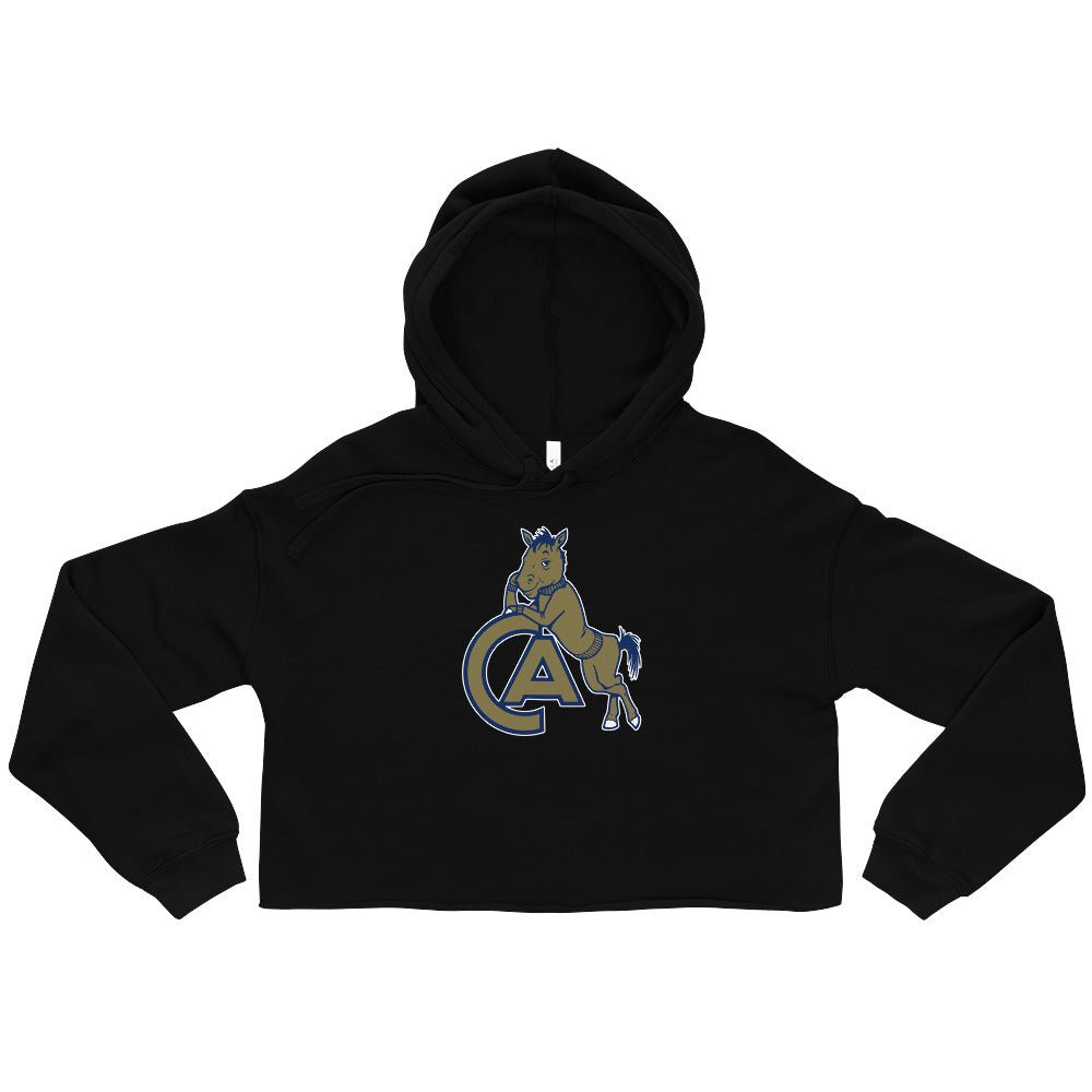 Vintage UC Davis Women's Cropped Hoodie - 1950s Leaning Aggie Mascot Art Cropped Hoodie - Rivalry Week