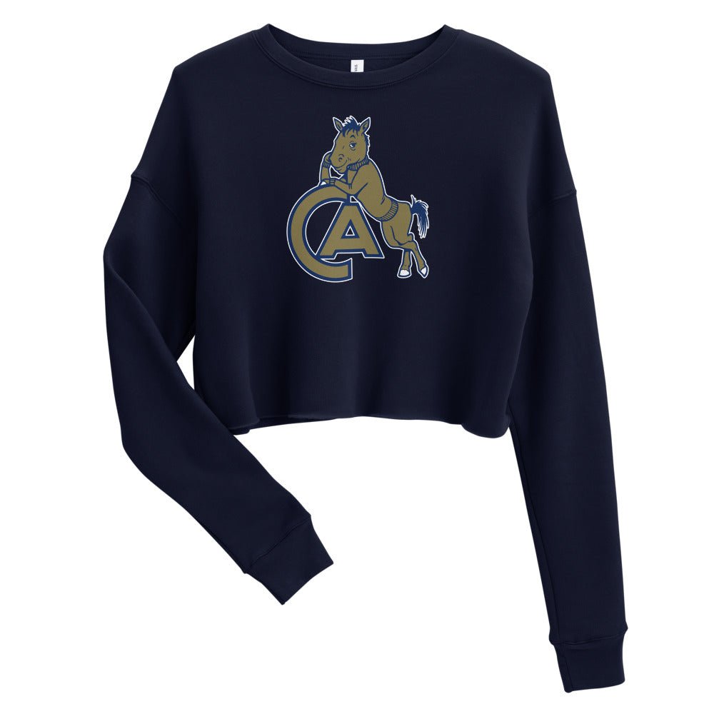 Vintage UC Davis Women's Cropped Sweatshirt - 1950s Leaning Aggie Mascot Art Cropped Sweatshirt - Rivalry Week