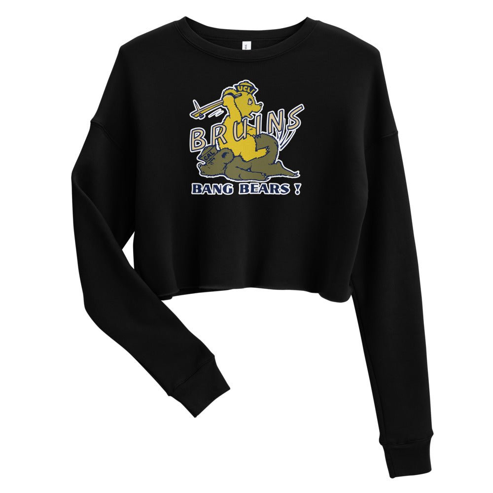 Vintage UCLA vs. Cal Rivalry Women's Cropped Sweatshirt - 1950s UCLA CAL Rivalry Art Cropped Sweatshirt - rivalryweek